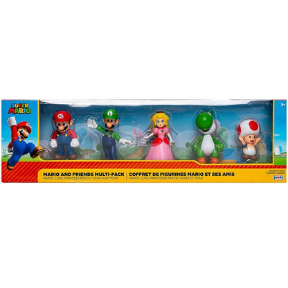 Pack de 5 figuras Super Mario con Mario, Luigi, Peach, Yoshi y Toad