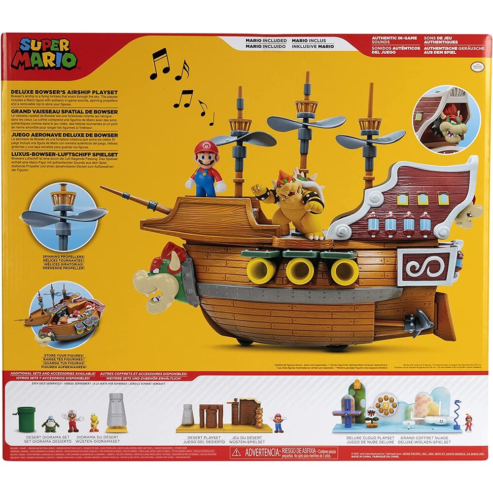 Playset Deluxe Aeronave de Bowser Super Mario con figura de Mario - 2