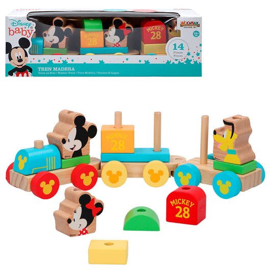 Tren Baby Disney de madera WOOMAX con piezas de Mickey, Minnie y Pluto - 2