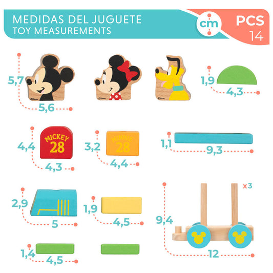 Tren Baby Disney de madera WOOMAX con piezas de Mickey, Minnie y Pluto - 6