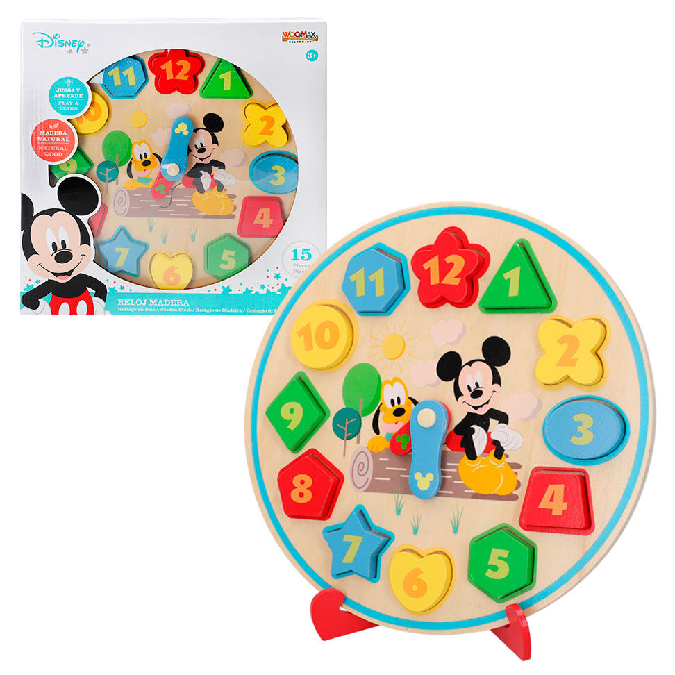 Reloj infantil de madera WOOMAX Disney Baby con Mickey y Pluto - 2