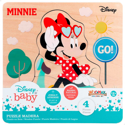 Puzzle de madera Disney de 4 piezas con diseño de Mickey o Minnie - 3