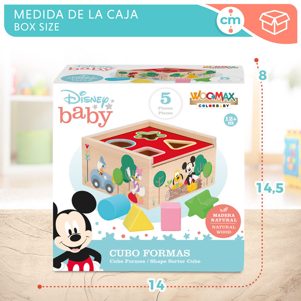 Cubo de formas de madera WOOMAX Disney con piezas de colores - 6