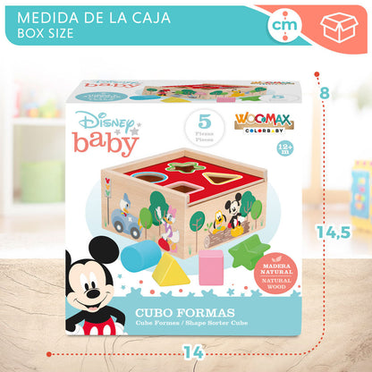 Cubo de formas de madera WOOMAX Disney con piezas de colores - 6