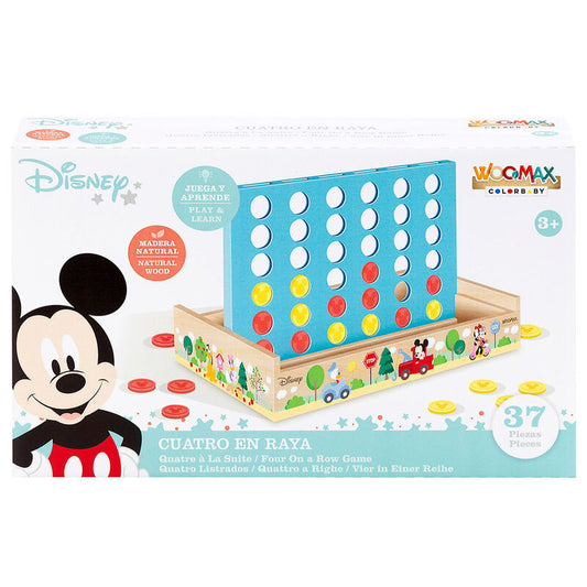Juego Cuatro en Raya de madera Disney WOOMAX con fichas rojas y amarillas