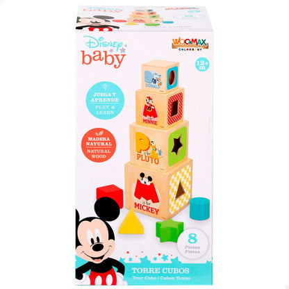 Torre de cubos de madera Disney Baby WOOMAX con 8 piezas