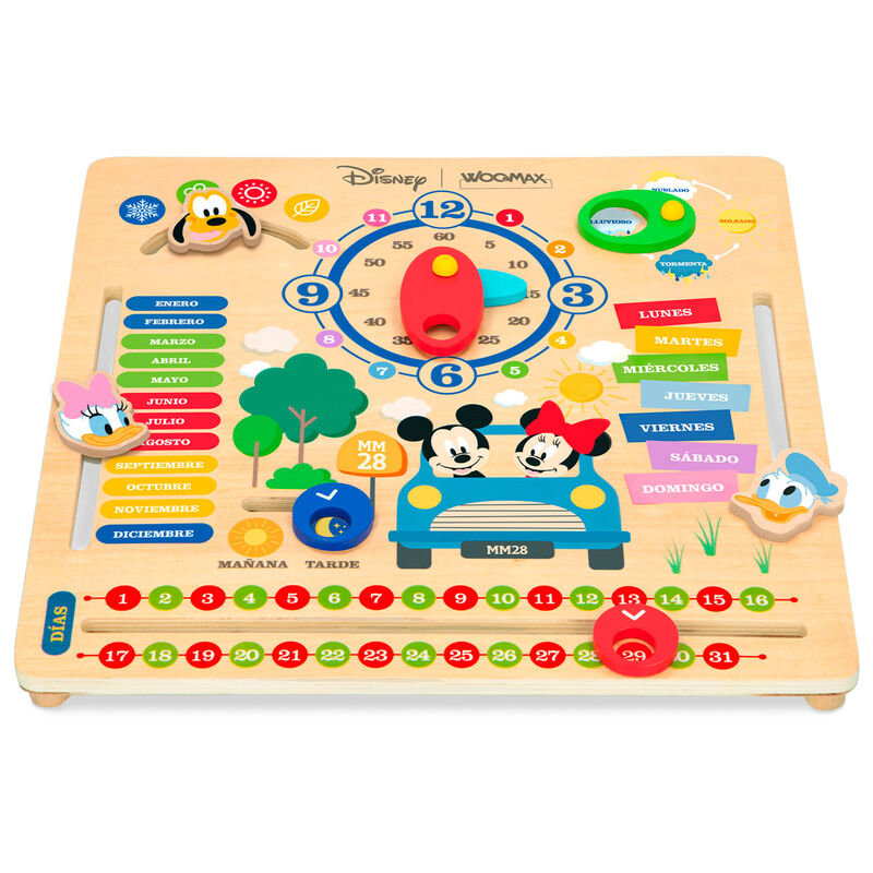 Calendario educativo Disney WOOMAX de madera con reloj y personajes - 2