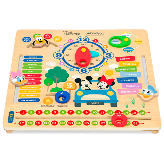 Calendario educativo Disney WOOMAX de madera con reloj y personajes - 2