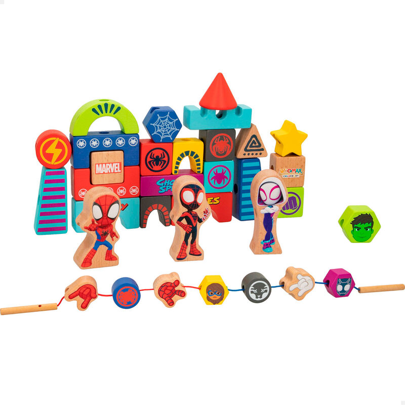 Playset de madera WOOMAX de Spidey Marvel con 35 piezas - 2