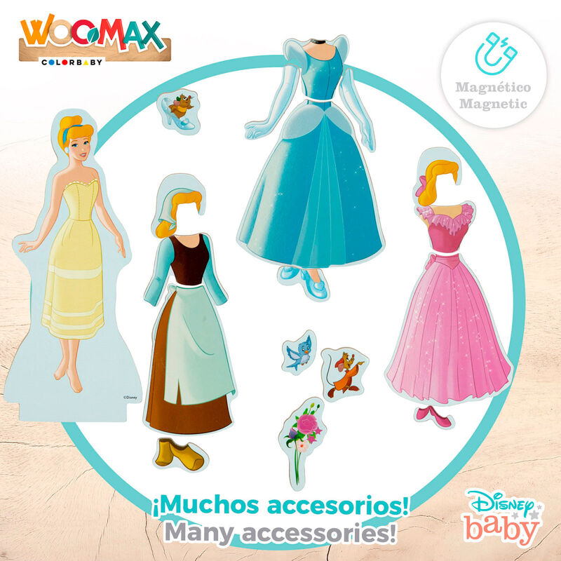 Juego magnético de madera WOOMAX de Cenicienta Disney con prendas - 3