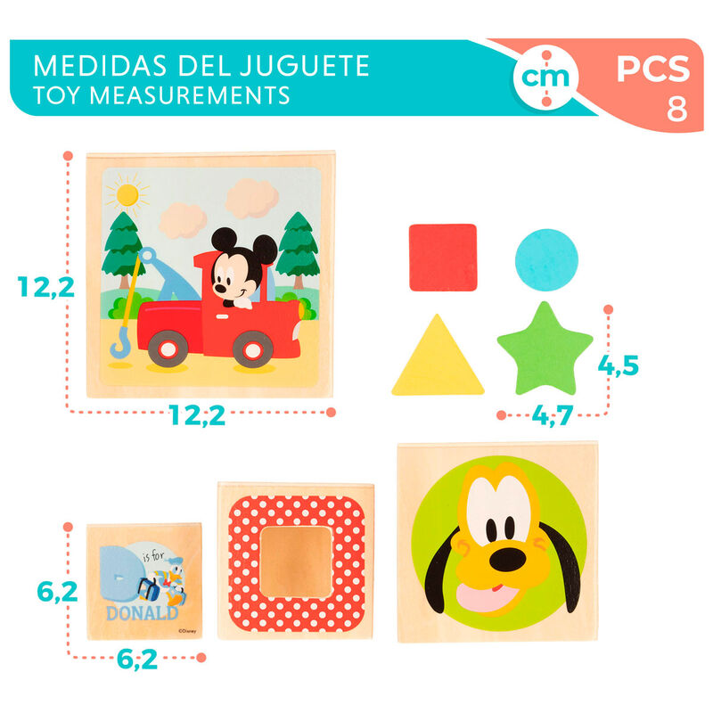 Torre de cubos de madera Disney Baby WOOMAX con 8 piezas - 4