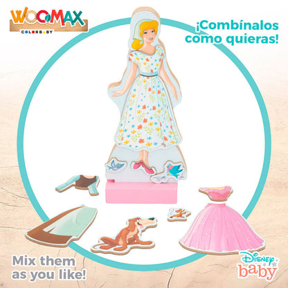 Juego magnético de madera WOOMAX de Cenicienta Disney con prendas - 5