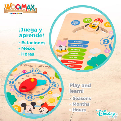 Calendario educativo Disney WOOMAX de madera con reloj y personajes - 5