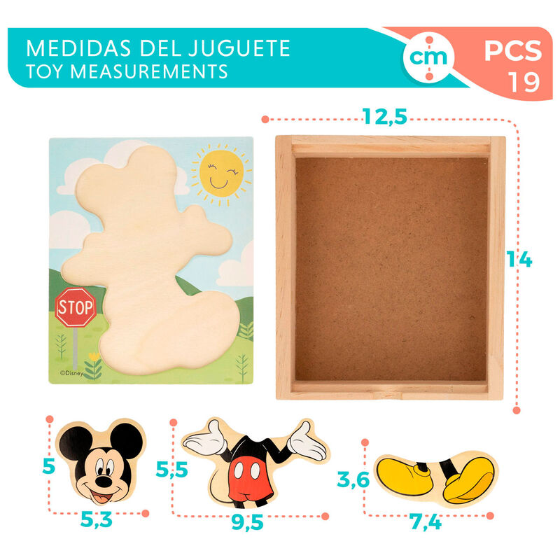 Puzzle de madera de Mickey Disney WOOMAX con 19 piezas - 6