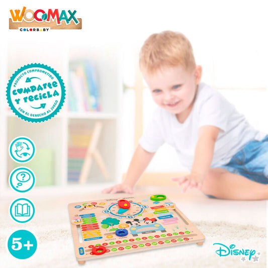 Calendario educativo Disney WOOMAX de madera con reloj y personajes - 6