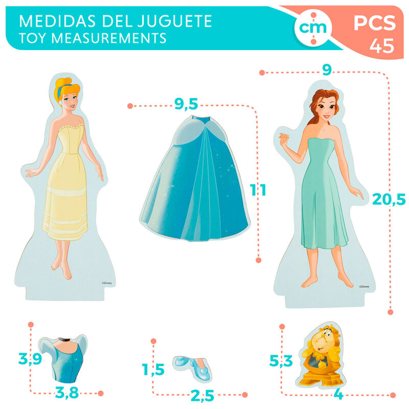Juego magnético de madera WOOMAX con vestidos de Princesas Disney - 6