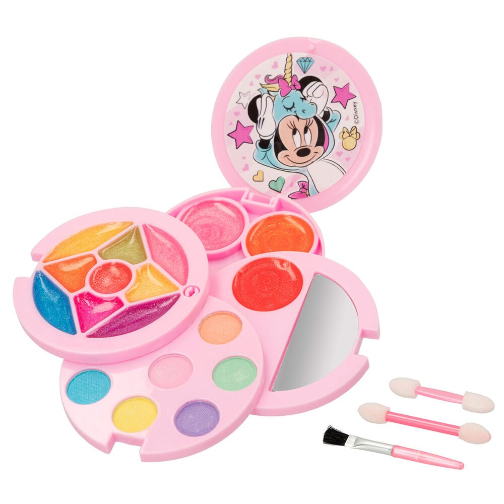 Set de maquillaje Minnie Disney rosa con sombras, brillos de labios y pinceles - 3