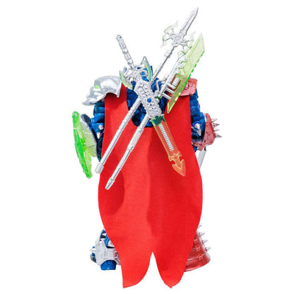 Figura articulada Spawn Designer Edition con armadura azul y roja, capa y escudo verde - 5
