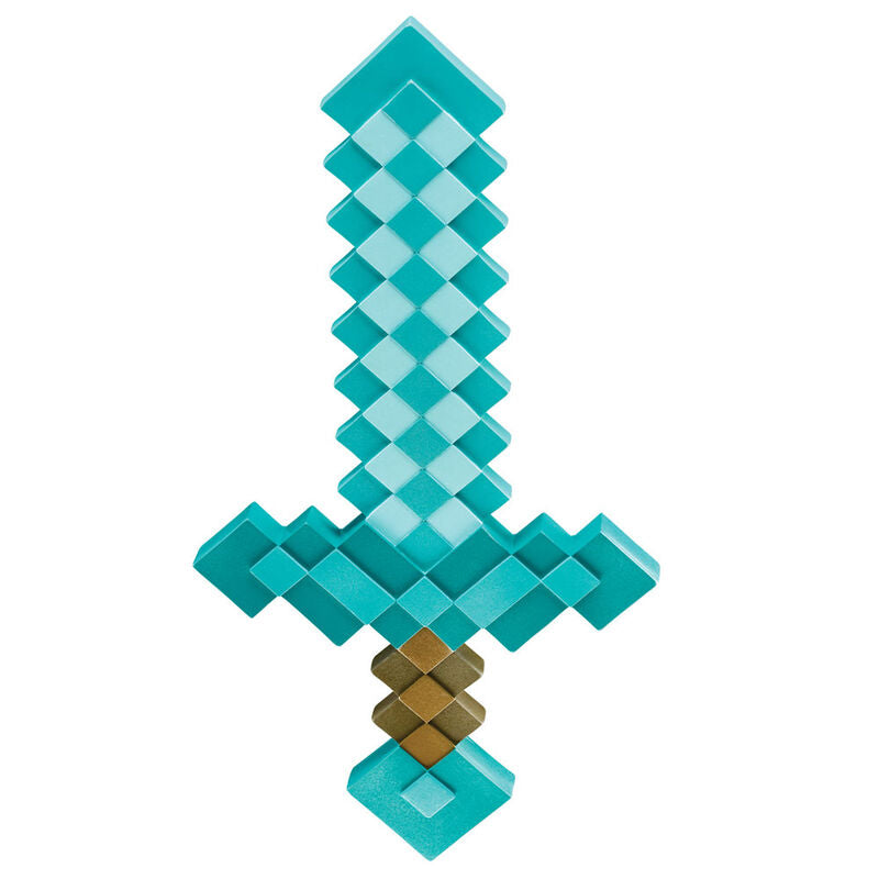 Espada pixelada de Minecraft para disfraz en tonos turquesa