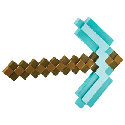 Pico pixelado de Minecraft en azul turquesa y marrón