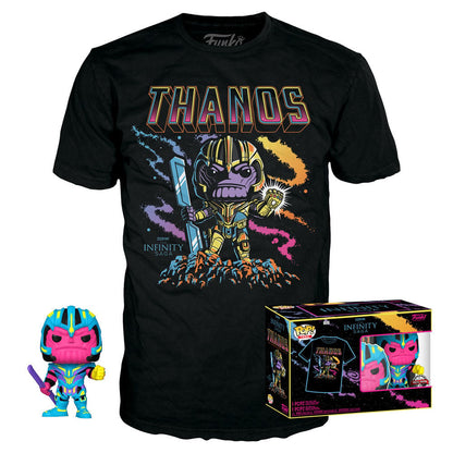 Set Funko POP! de Thanos con camiseta negra de Infinity Saga