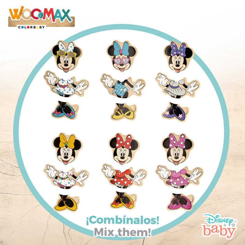 Puzzle de madera WOOMAX de Minnie Disney con 19 piezas - 3