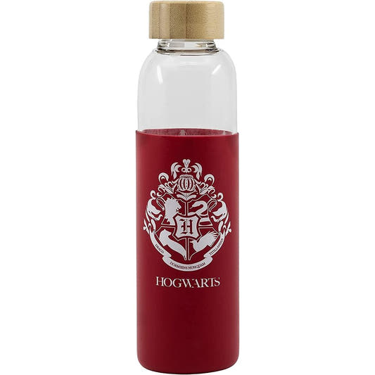 Botella de cristal Harry Potter Hogwarts con funda roja de silicona