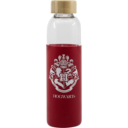 Botella de cristal Harry Potter Hogwarts con funda roja de silicona