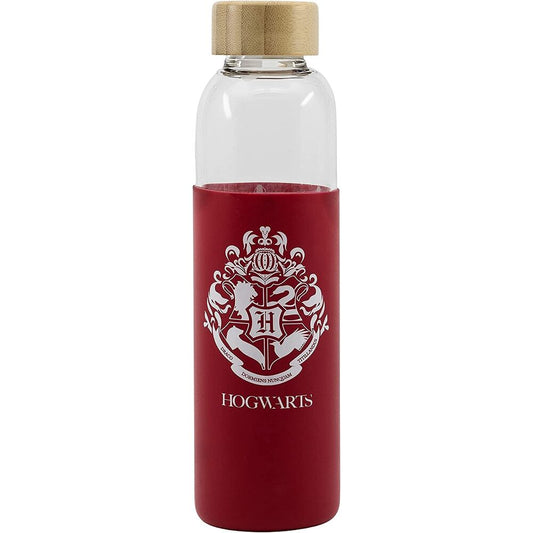 Botella de cristal Harry Potter Hogwarts con funda roja de silicona
