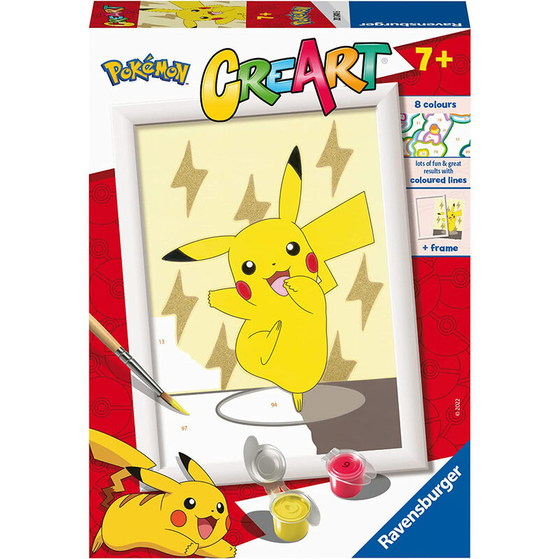 Kit CreArt Pokémon para pintar por números una ilustración de Pikachu con marco