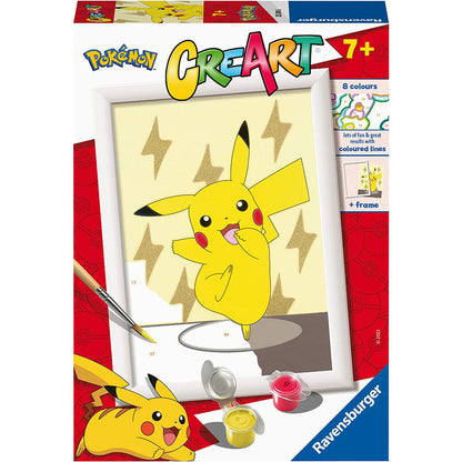 Kit CreArt Pokémon para pintar por números una ilustración de Pikachu con marco