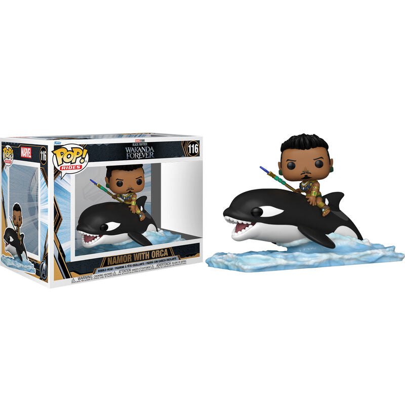 Figura Funko POP! de Namor sobre una orca con base de ondas de agua - 3