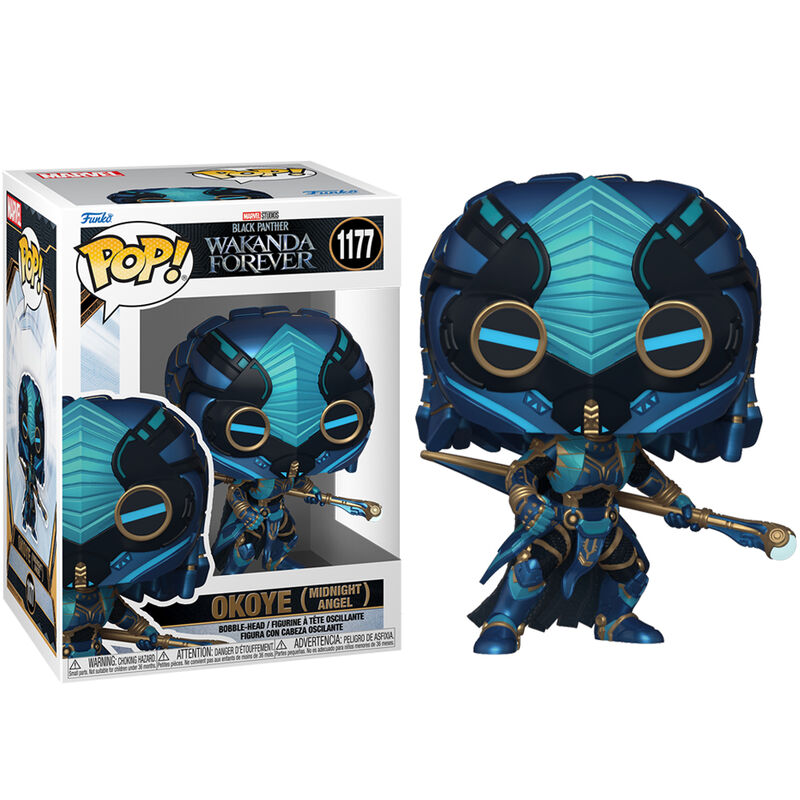 Figura Funko POP! de Okoye con armadura azul y dorada - 3