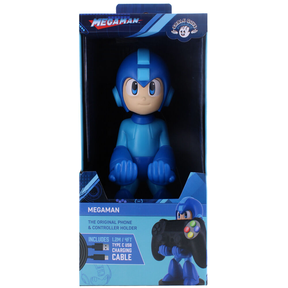 Soporte Cable Guy de Mega Man azul sobre base negra - 8