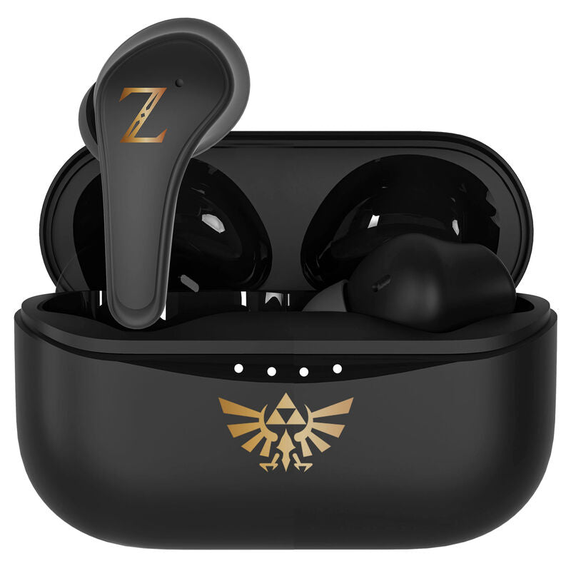 Auriculares inalámbricos negros The Legend of Zelda con estuche y emblema dorado - 3