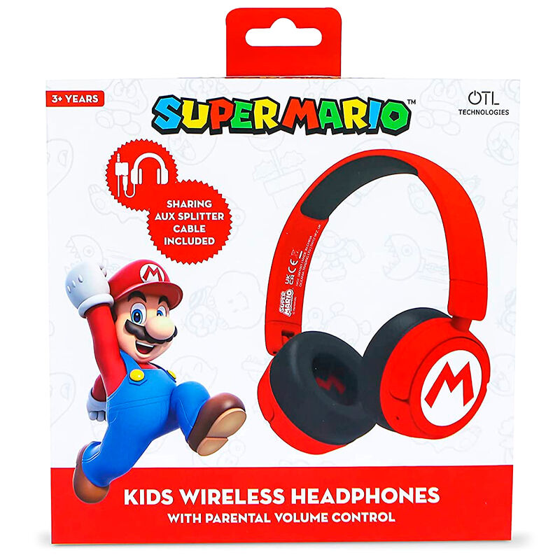 Auriculares infantiles inalámbricos rojos y negros de Super Mario Bros - 5