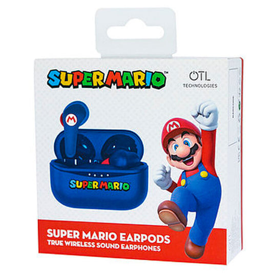 Auriculares inalámbricos azules de Super Mario con estuche de carga - 4