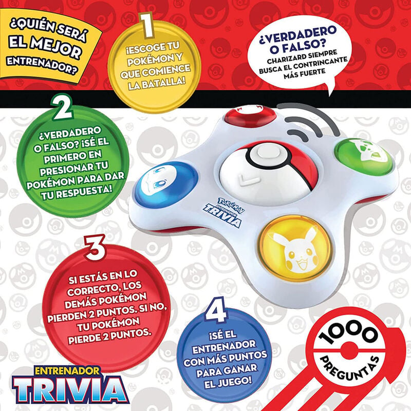 Juego de mesa Pokémon Entrenador Trivia con pulsadores de colores - 3