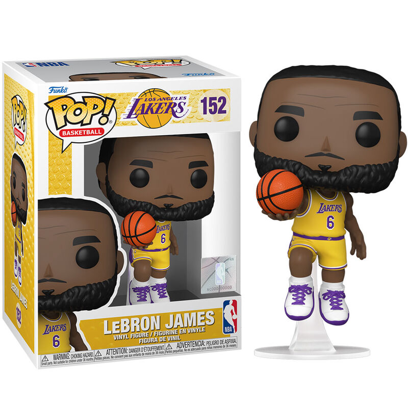 Figura Funko POP! de LeBron James con uniforme de Los Angeles Lakers y balón - 3
