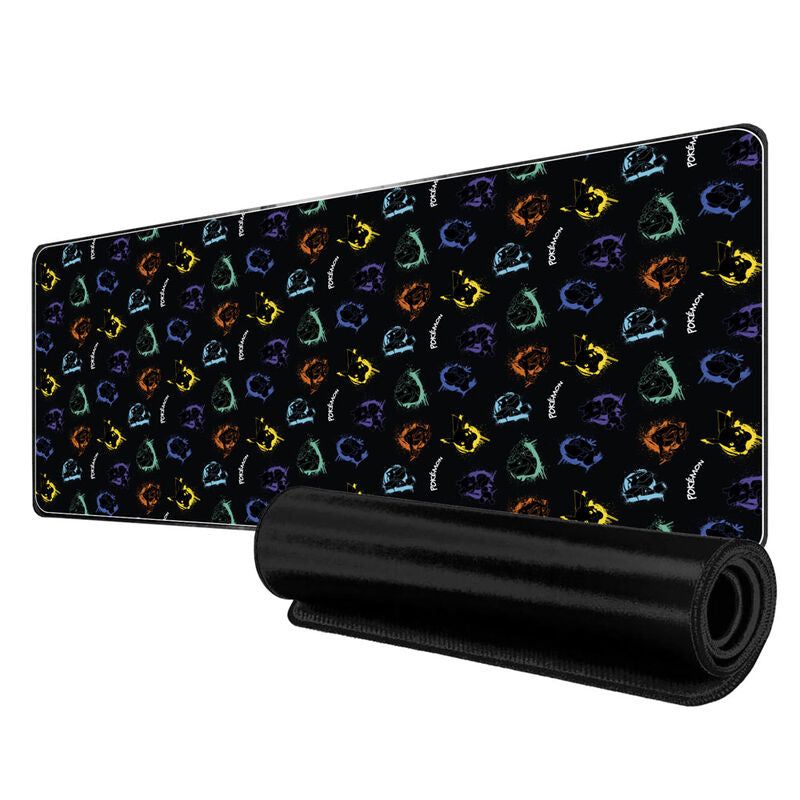 Alfombrilla gaming Pokémon negra con estampado multicolor - 2