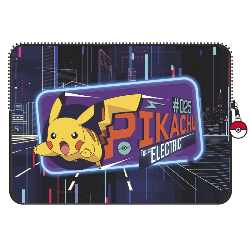 Funda para portátil Pikachu Pokémon negra con diseño urbano