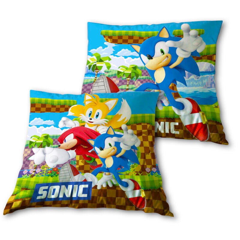 Cojín SEGA de Sonic The Hedgehog con Sonic, Tails y Knuckles