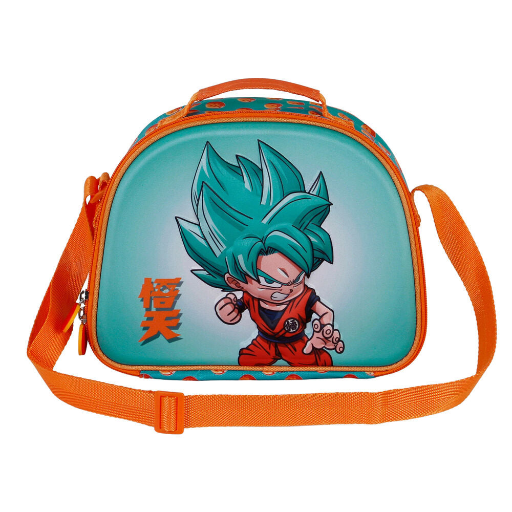 Bolsa portameriendas 3D azul de Dragon Ball con correa naranja