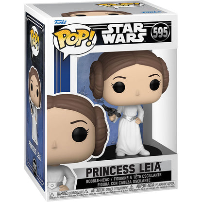 Figura Funko POP de la Princesa Leia con vestido blanco y bláster - 2
