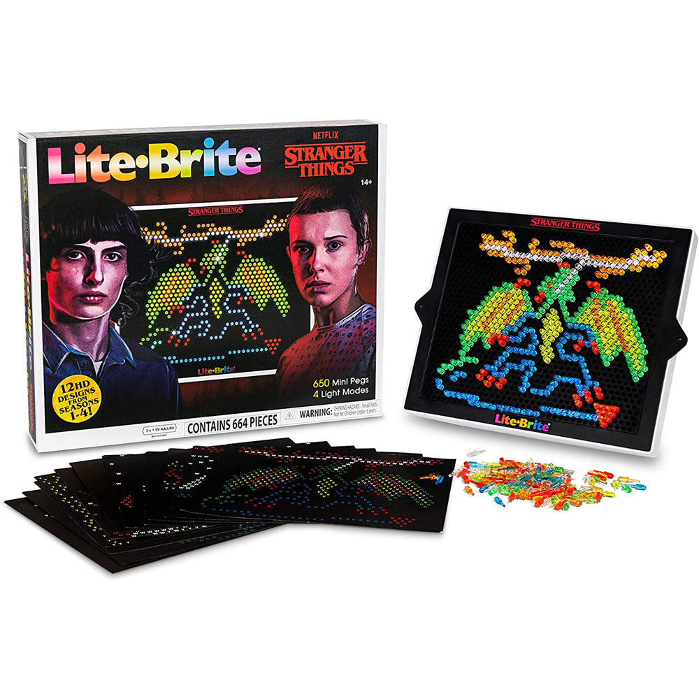 Juego Lite-Brite Stranger Things con clavijas de colores y plantillas HD