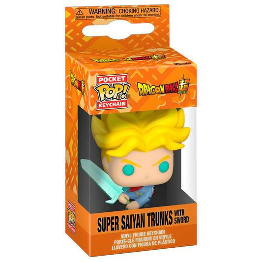 Llavero Funko Pocket Pop! de Trunks Super Saiyan con espada en caja