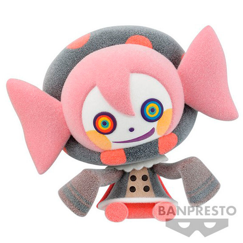 Figura Fluffy Puffy de Puella Magi Madoka Magica con pelo rosa y ojos de colores