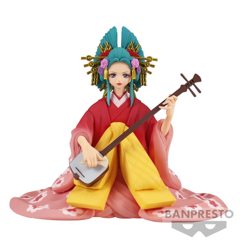 Figura de Komurasaki de One Piece con kimono e instrumento de cuerda