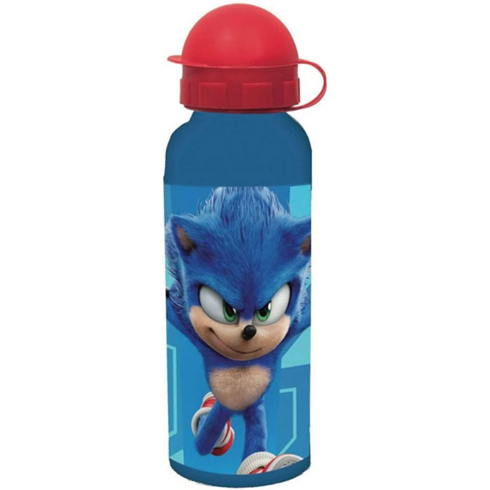 Botella azul de Sonic The Hedgehog con tapón rojo