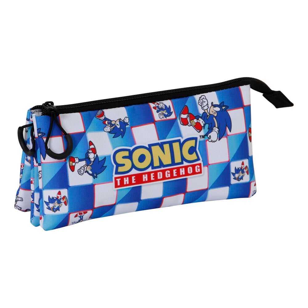 Portatodo triple azul de Sonic The Hedgehog con tres compartimentos - 2